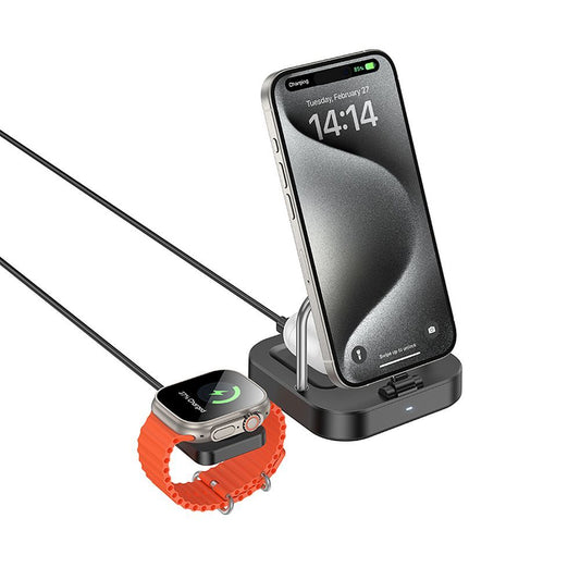 Trådlös nätverksladdare HOCO CQ16A 3in1, 15W, 1.67A, Svart