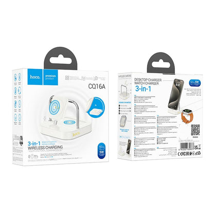 Trådlös Nätverksladdare HOCO CQ16A 3in1, 15W, 1.67A, Vit