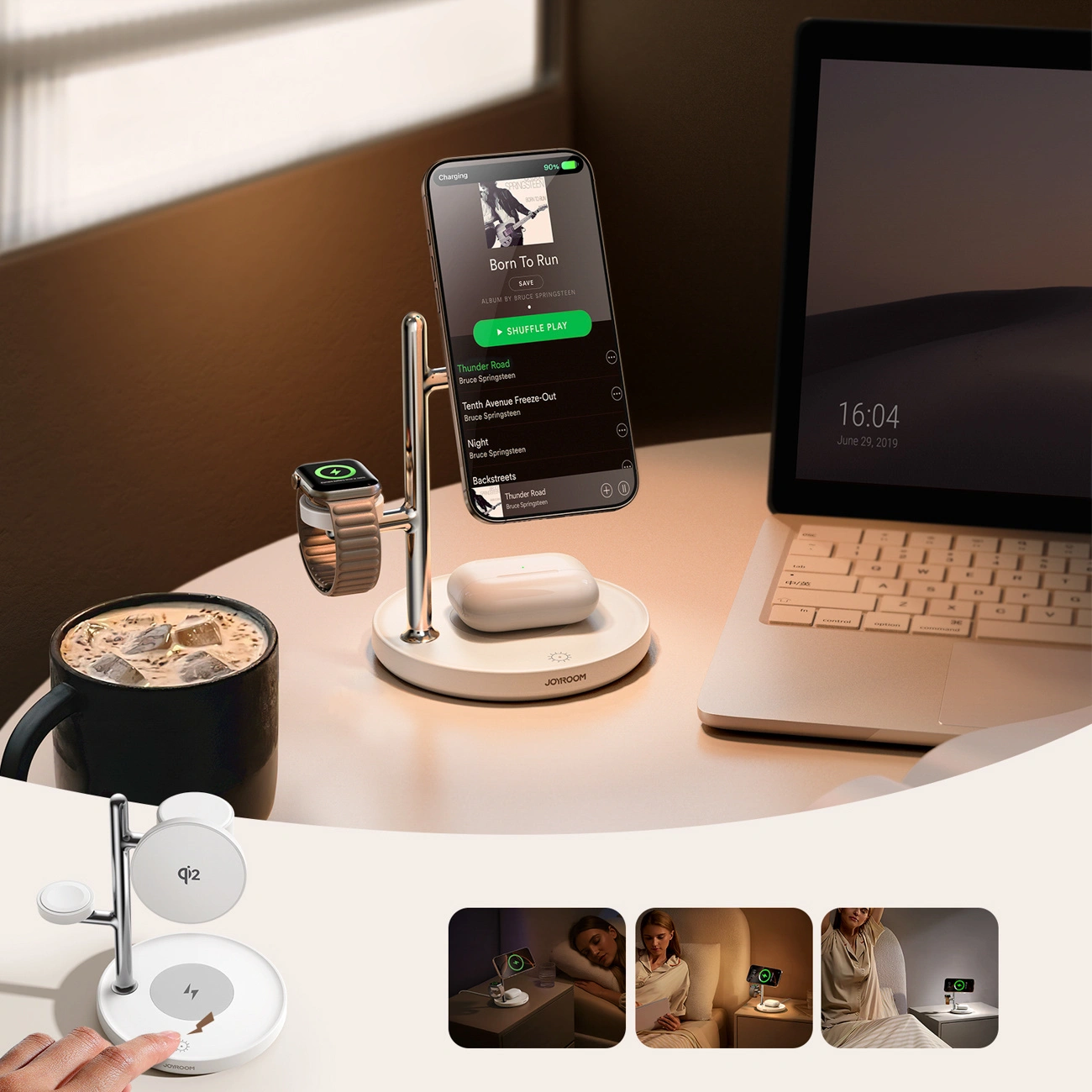 Trådlös Nätverksladdare Joyroom JR-W23 3in1, 15W, 1.67A, Vit