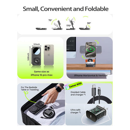 Trådlös nätverksladdare Lisen 3in1, 15W, 1.67A, Svart YL0424010003