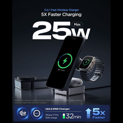 Trådlös Nätverksladdare Spigen EF323MQ Essential 3in1, 25W, Svart ACH10398