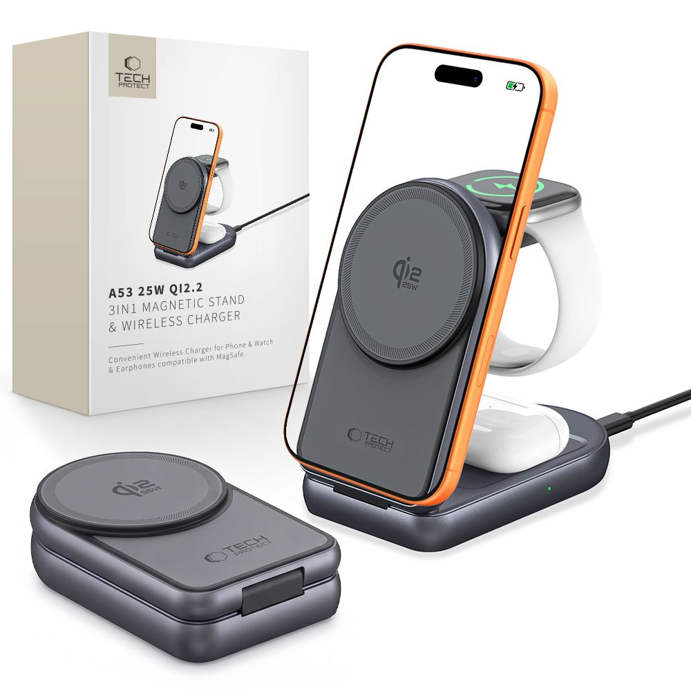 Trådlös nätadapter Tech-Protect A53 3i1, 25W, Grå