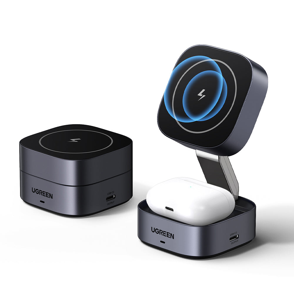 UGREEN W526 3in1 Trådlös Nätverksladdare, 20W, 1.67A, 1 x USB-C, Svart