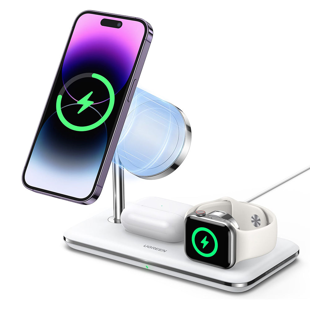 UGREEN CD278 3in1 Trådlös Nätverksladdare, 25W, 1.67A, Vit