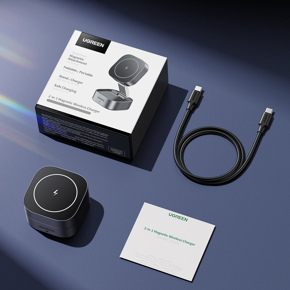 UGREEN W526 3in1 Trådlös Nätverksladdare, 20W, 1.67A, 1 x USB-C, Svart