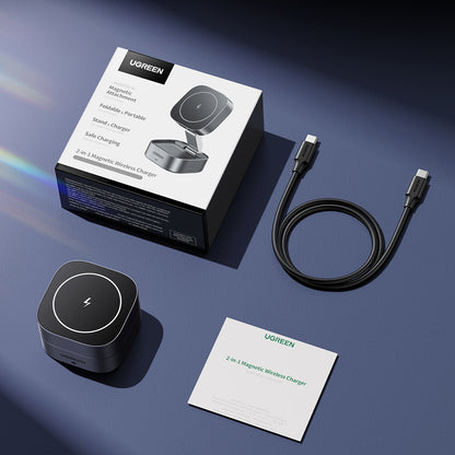 UGREEN W526 3in1 Trådlös Nätverksladdare, 20W, 1.67A, 1 x USB-C, Svart