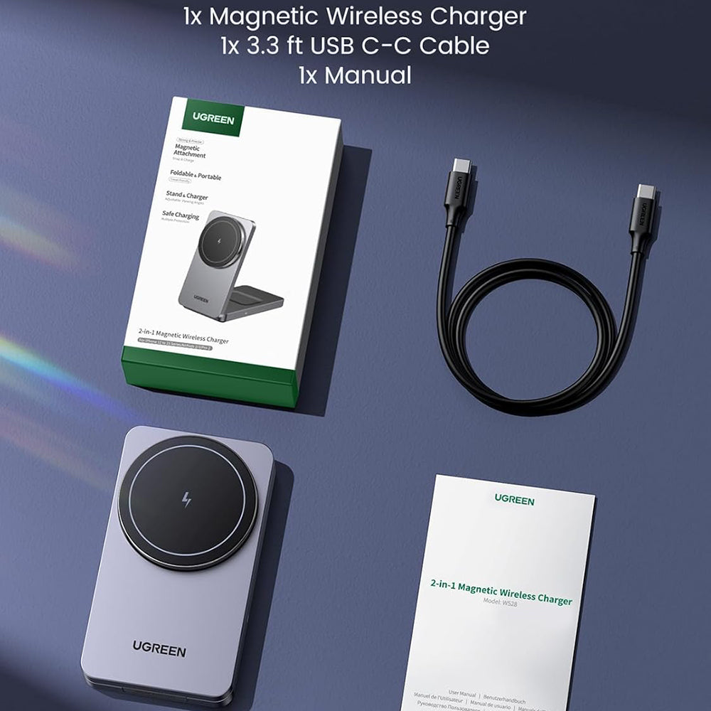 UGREEN W528 2in1 Trådlös Nätverksladdare, 20W, 1.67A, Svart