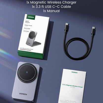 UGREEN W528 2in1 Trådlös Nätverksladdare, 20W, 1.67A, Svart