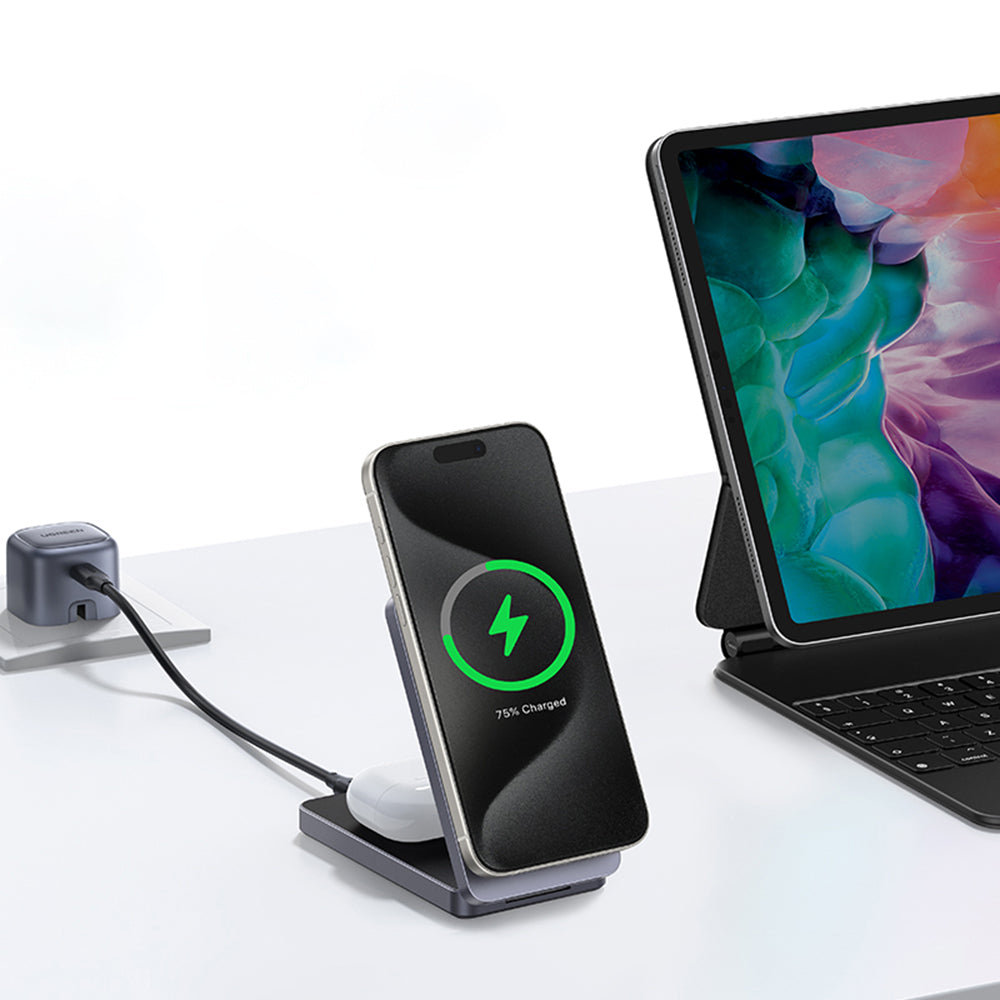 UGREEN W706 2in1 Trådlös Nätverksladdare, 20W, 1.67A, Svart