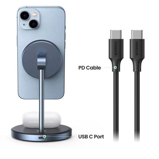 UGREEN CD317 2in1 Trådlös Nätverksladdare, 20W, 1.67A, Svart
