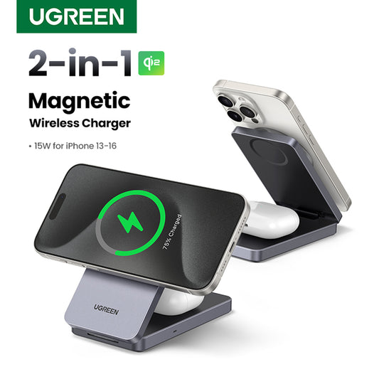 UGREEN W706 2in1 Trådlös Nätverksladdare, 20W, 1.67A, Svart