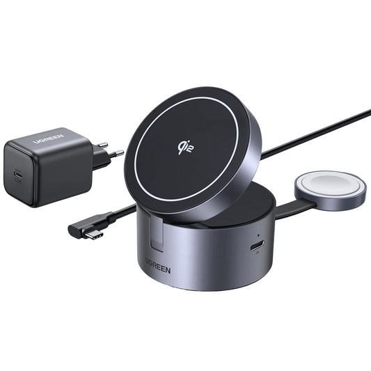Trådlös Nätverksladdare UGREEN W712 (65148) 3in1, 25W, 1.67A, Grå