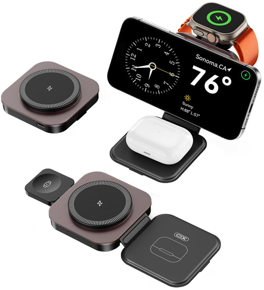 Trådlös nätverksladdare XO Design CX035 3in1, 15W, 1.67A, Svart