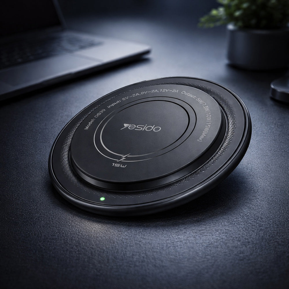 Trådlös nätverksladdare Yesido DS39, 15W, 1.67A, Svart