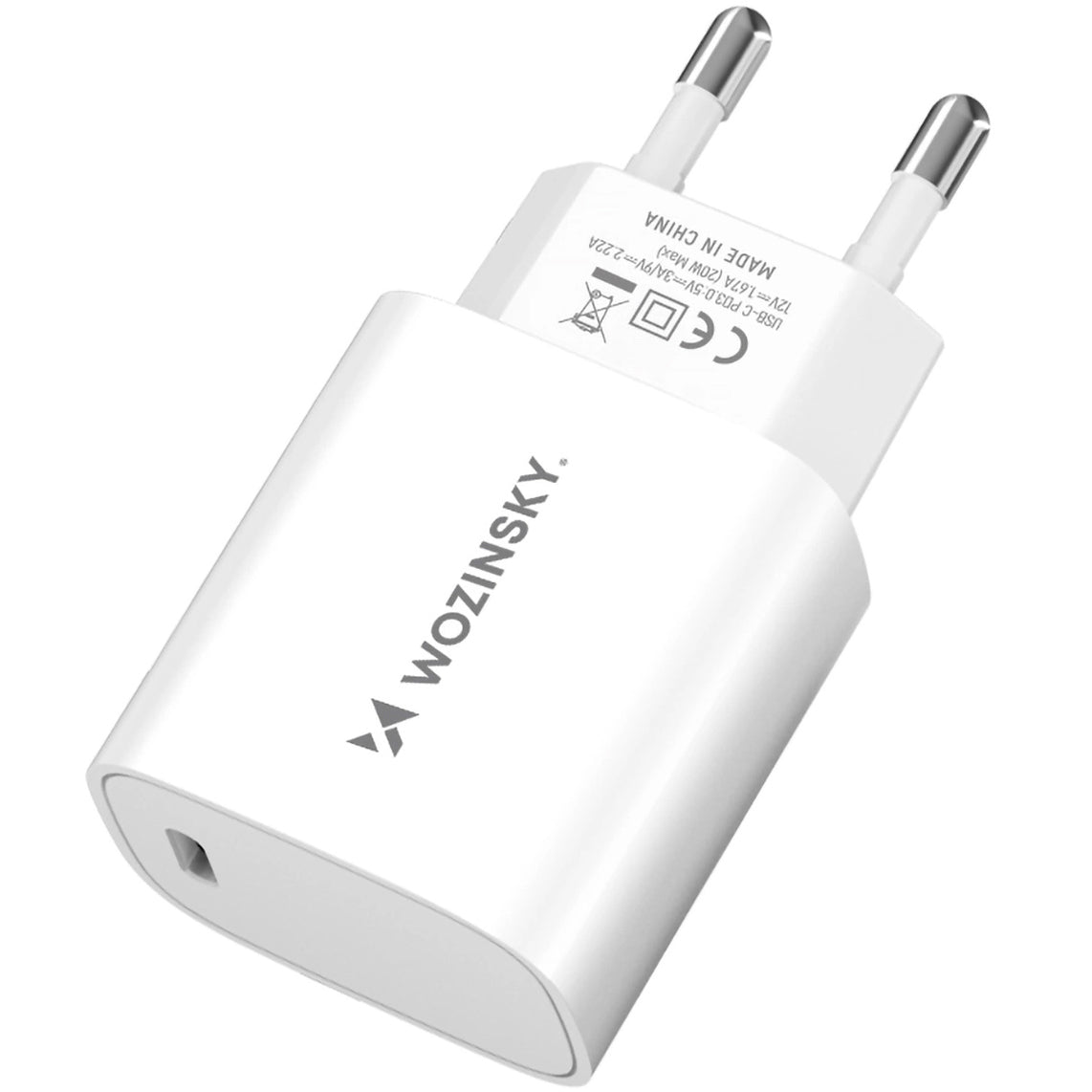 Nätadapter WZK WGWCCW, 20W, 3A, 1 x USB-C, Vit