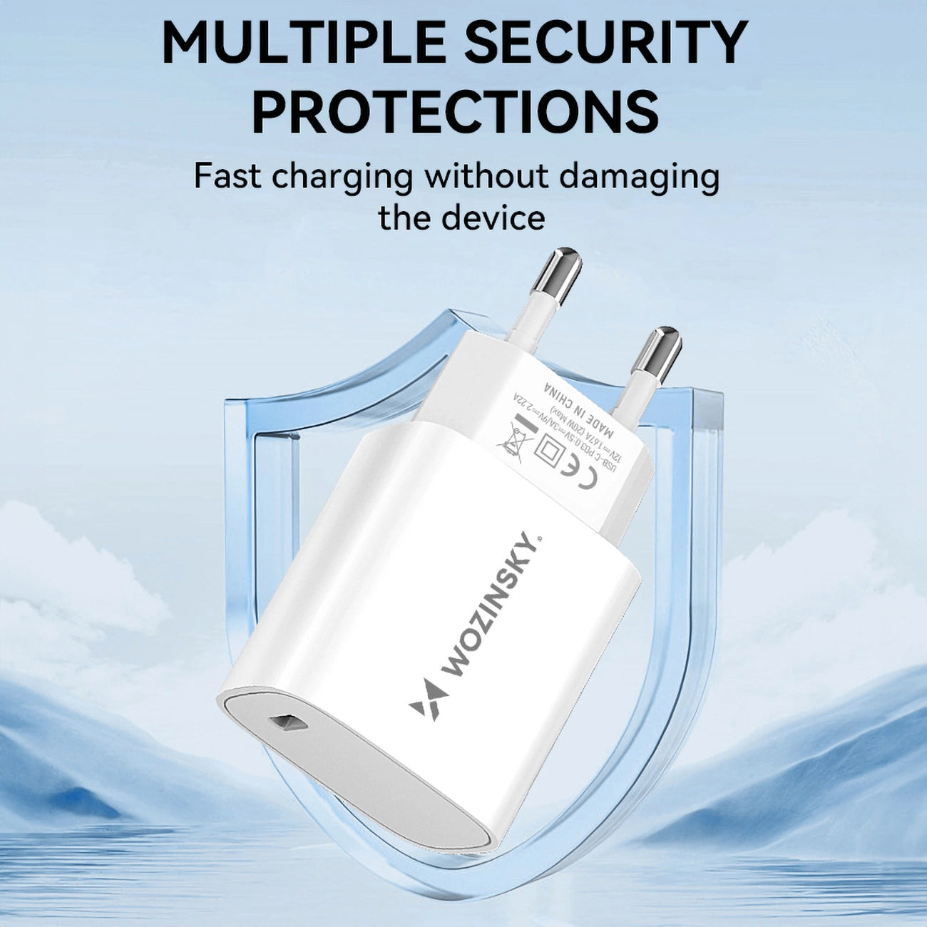 Nätadapter WZK WGWCCW, 20W, 3A, 1 x USB-C, Vit