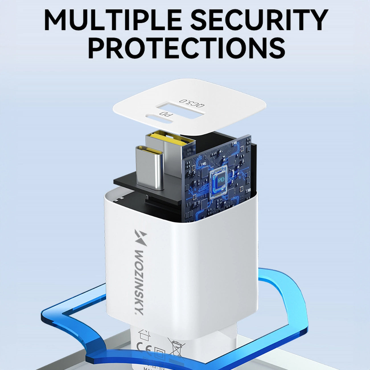 Nätverksladdare WZK WWCEAC, 33W, 3A, 1 x USB-A - 1 x USB-C, Vit