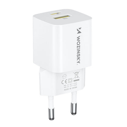 Nätverksladdare WZK WWCEAC, 33W, 3A, 1 x USB-A - 1 x USB-C, Vit