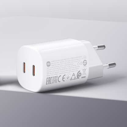 Xiaomi Nano Turbo nätadapter, 45W, 3A, 2 x USB-C, vit BHR087OEU