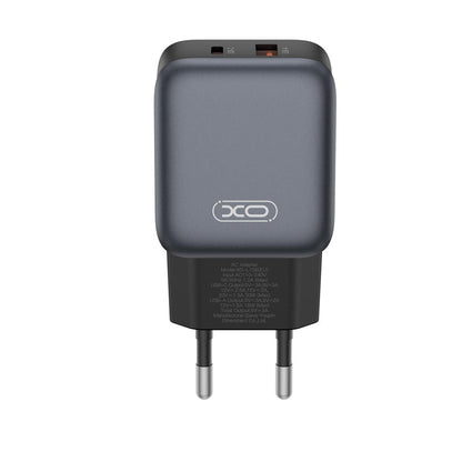 Nätverksladdare XO Design L156, 30W, 3A, 1 x USB-A - 1 x USB-C, Svart