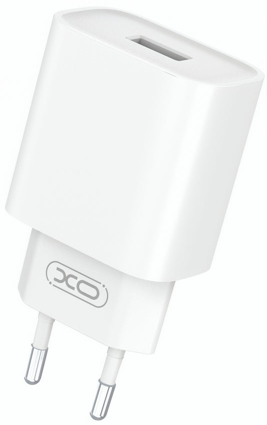 Nätverksladdare XO Design CE02D, 18W, 3A, 1 x USB-A, Vit