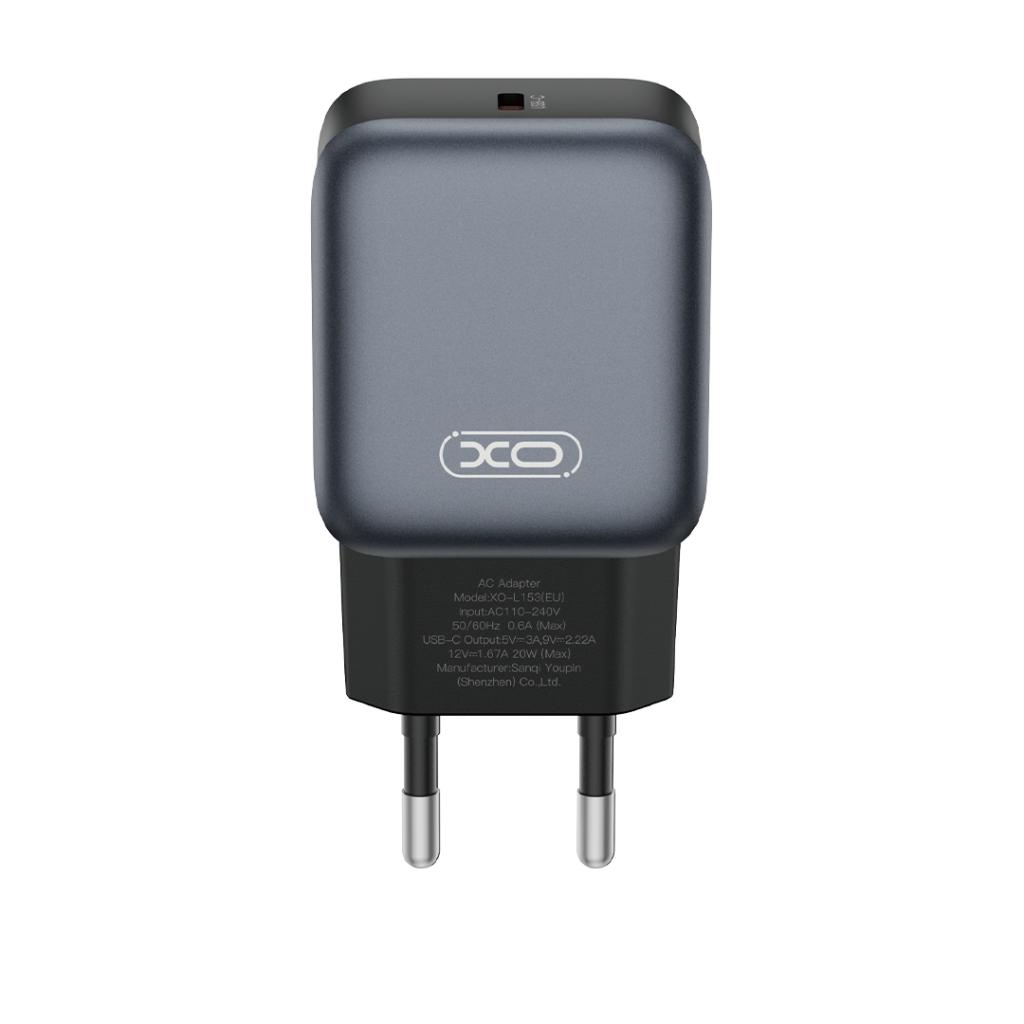 XO Design L153 Network Charger, 20W, 3A, 1 x USB-C, Black