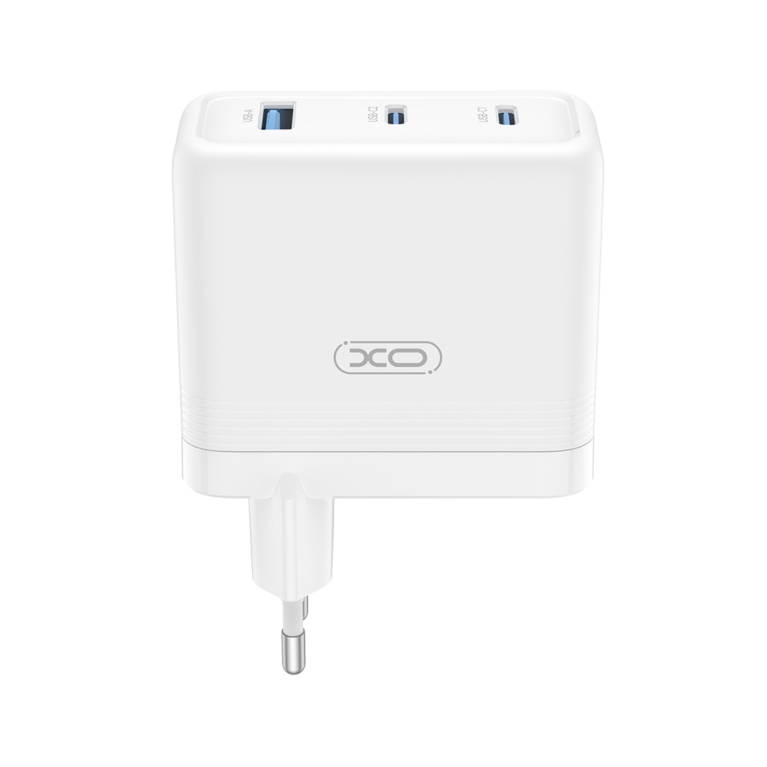 Nätverksladdare XO Design CE35, 100W, 5A, 1 x USB-A - 2 x USB-C, Vit