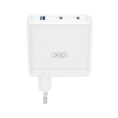 Nätverksladdare XO Design CE35, 100W, 5A, 1 x USB-A - 2 x USB-C, Vit