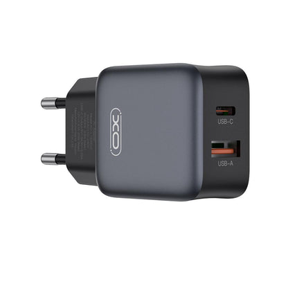 Nätverksladdare XO Design L156, 30W, 3A, 1 x USB-A - 1 x USB-C, Svart