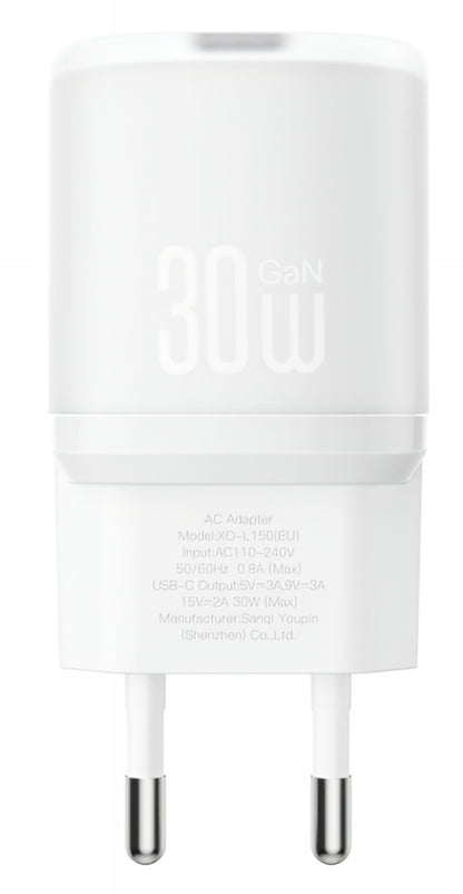 XO Design L150 Network Charger, 30W, 3A, 1 x USB-C, White