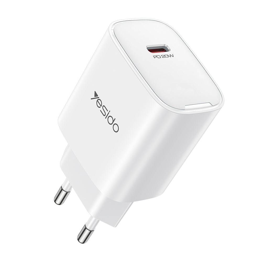 Nätverksladdare Yesido YC01E, 20W, 3A, 1 x USB-C, Vit