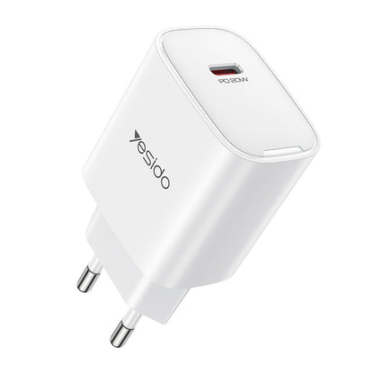 Nätverksladdare Yesido YC01E, 20W, 3A, 1 x USB-C, Vit
