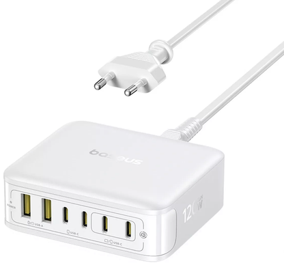 Baseus EnerFill FH21 laddstation, 120W, 2 x USB-A - 4 x USB-C, Vit E0120T01
