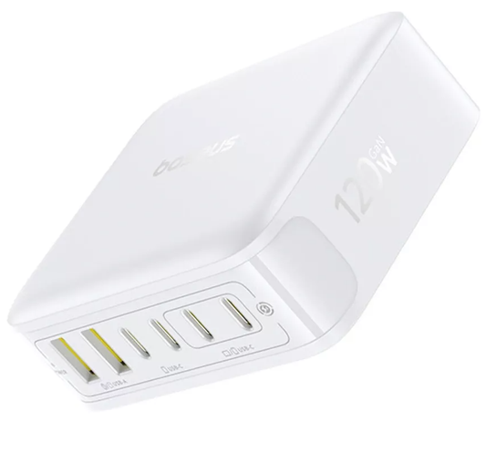 Baseus EnerFill FH21 laddstation, 120W, 3,25A, 2 x USB-A - 4 x USB-C, Vit E0120T01