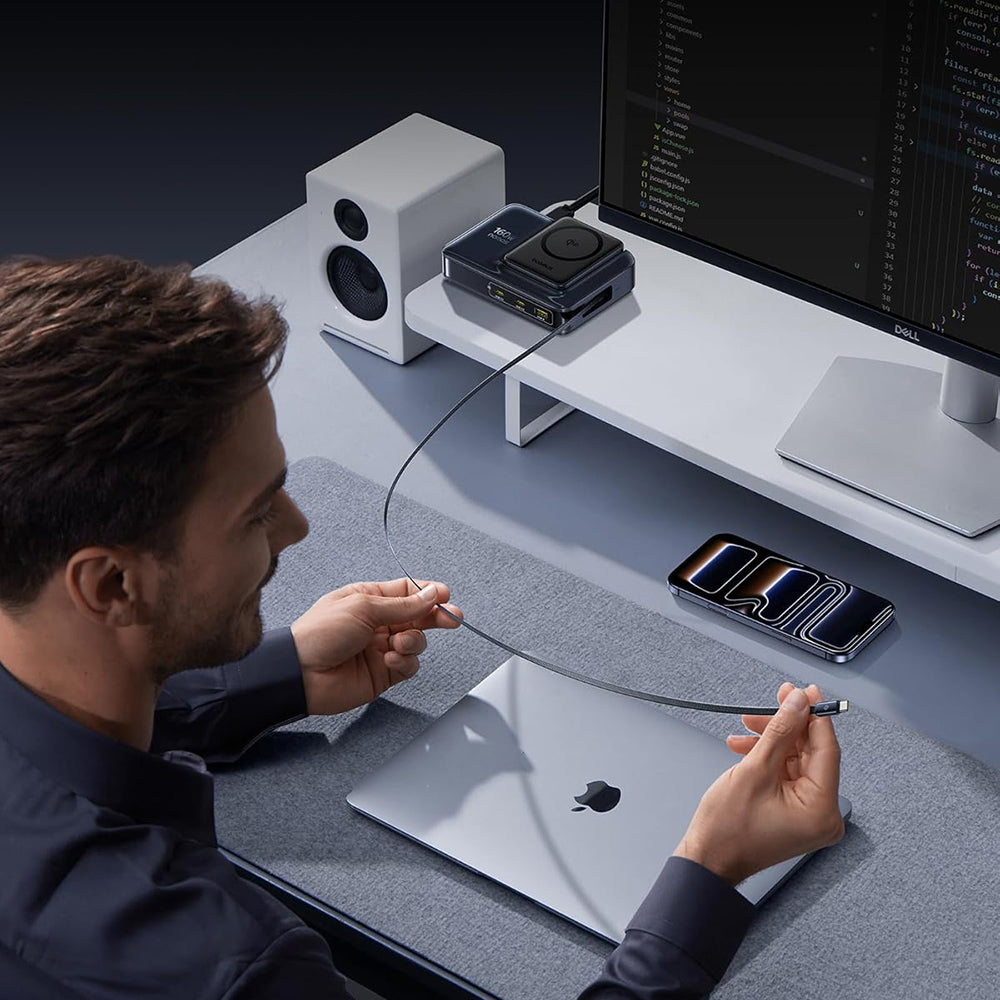 Baseus Nomos NH21 QI 5in1 laddstation, 160W, 5A, 1 x USB-A - 2 x USB-C, svart E0121700