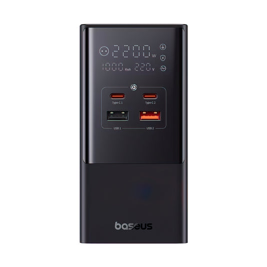 Baseus PowerCombo Tower laddningsstation, 100W, 5A, 2 x Schuko - 2 x USB-A - 2 x USB-C, Svart E00023609113-00