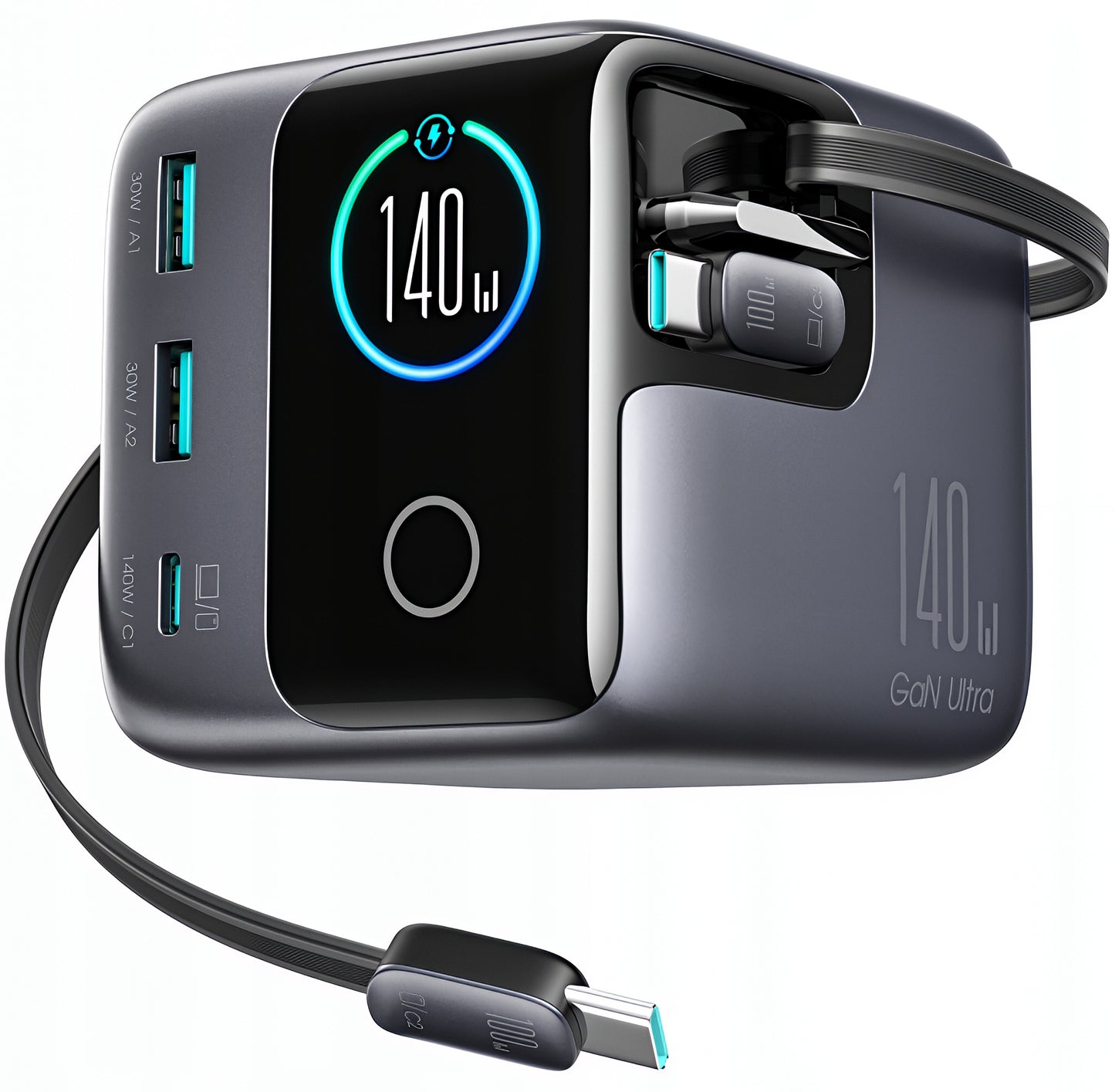 Laddstation med USB-C-kabel Joyroom Podix JR-TRD01, 140W, 1 x USB-C - 2 x USB-A, Grå