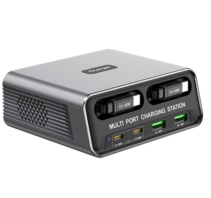 Laddstation med USB-C-kabel OEM WLX-60C, 130W, 2 x USB-A - 2 x USB-C, Grå