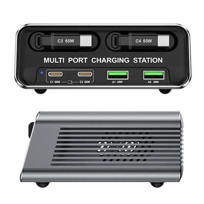 Laddstation med USB-C-kabel OEM WLX-60C, 130W, 2 x USB-A - 2 x USB-C, Grå