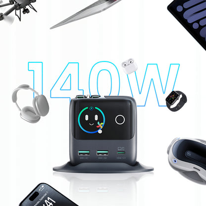 Laddstation med USB-C-kabel Joyroom Podix JR-TRD01, 140W, 1 x USB-C - 2 x USB-A, Grå