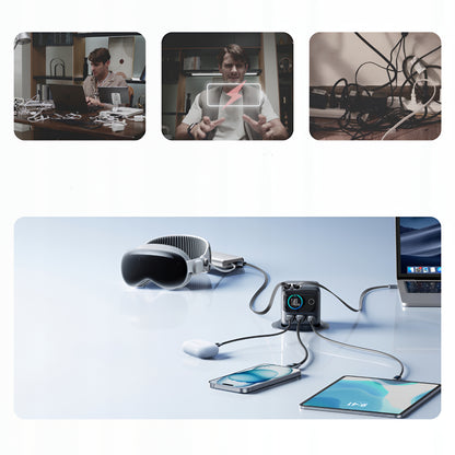Laddstation med USB-C-kabel Joyroom Podix JR-TRD01, 140W, 1 x USB-C - 2 x USB-A, Grå