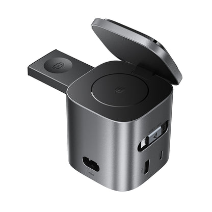 Acefast Z9 QI 6in1 USB-C Cable Charging Station, 80W, 1 x USB-C - 1 x USB-A, Black