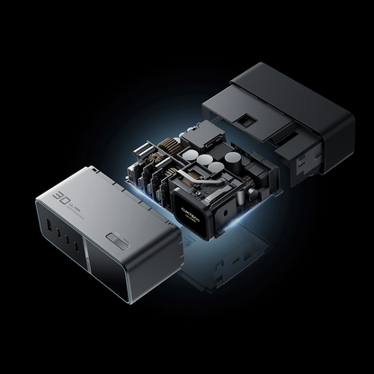 Laddstation Cuktech TA3005U, 300W, 1 x DC - 1 x USB-A - 3 x USB-C, Grå