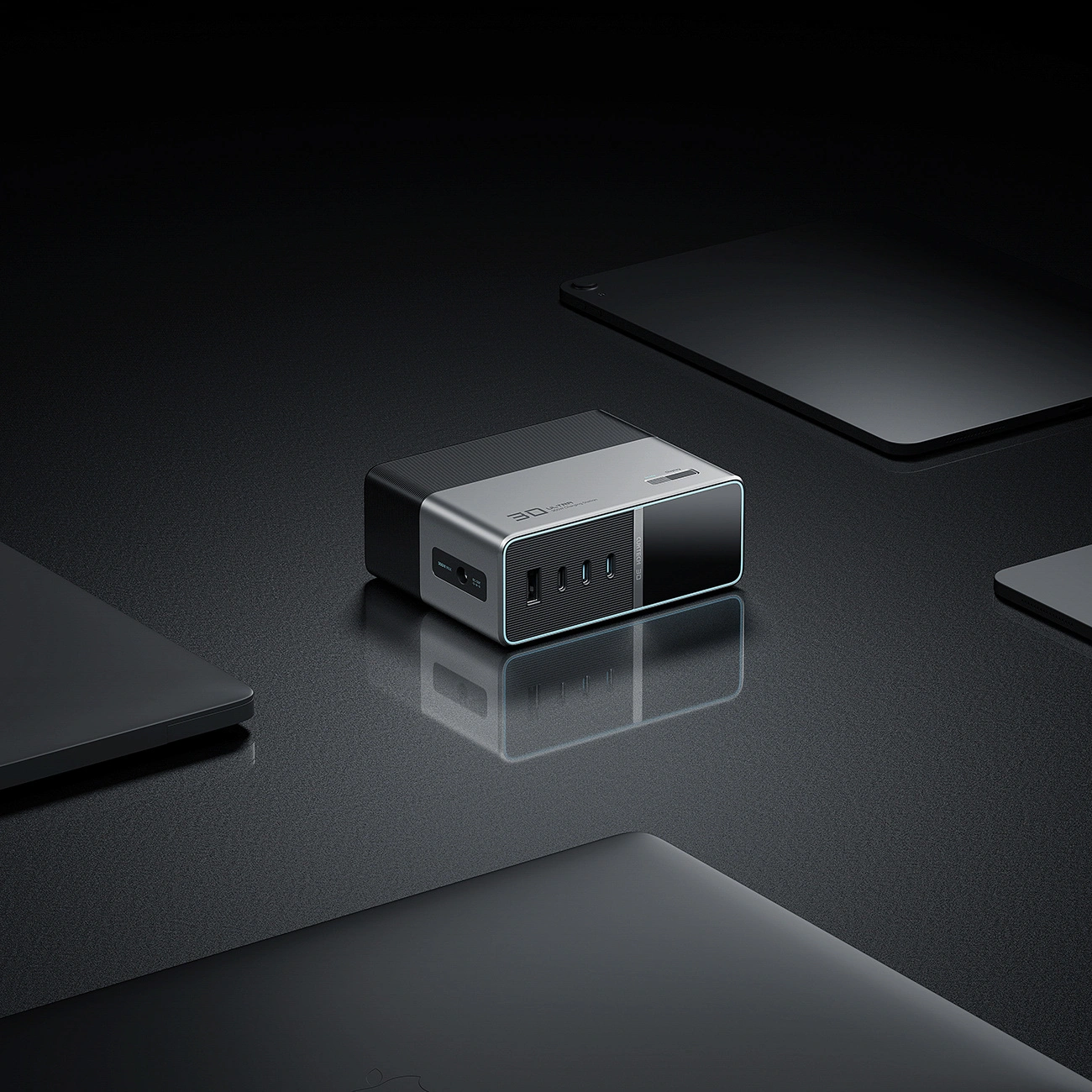 Laddstation Cuktech TA3005U, 300W, 1 x DC - 1 x USB-A - 3 x USB-C, Grå