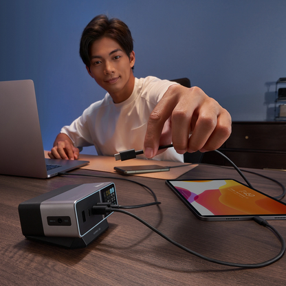 Laddstation Cuktech TA3005U, 300W, 1 x DC - 1 x USB-A - 3 x USB-C, Grå