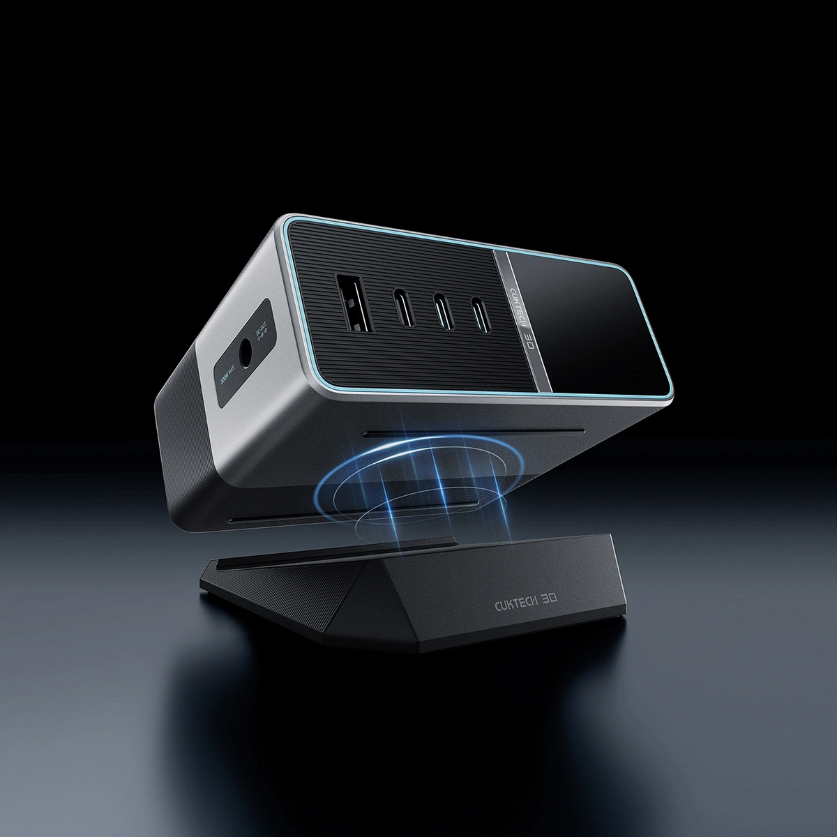 Laddstation Cuktech TA3005U, 300W, 1 x DC - 1 x USB-A - 3 x USB-C, Grå