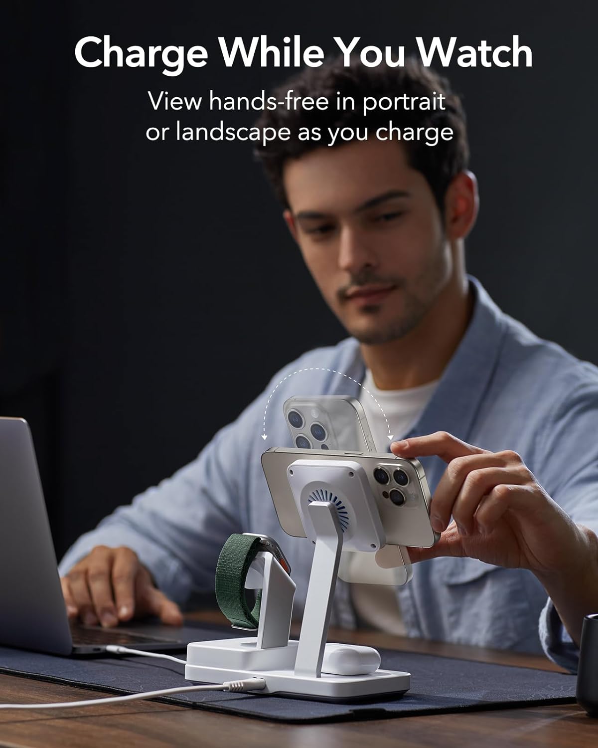 Laddare ESR CryoBoost QI 6in1, 100W, 2 x USB-A - 1 x USB-C, Vit