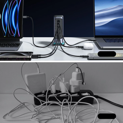 Joyroom JR-TCM02 UK laddstation, 65W, 3,25A, 2 x USB-A - 4 x USB-C, Grå