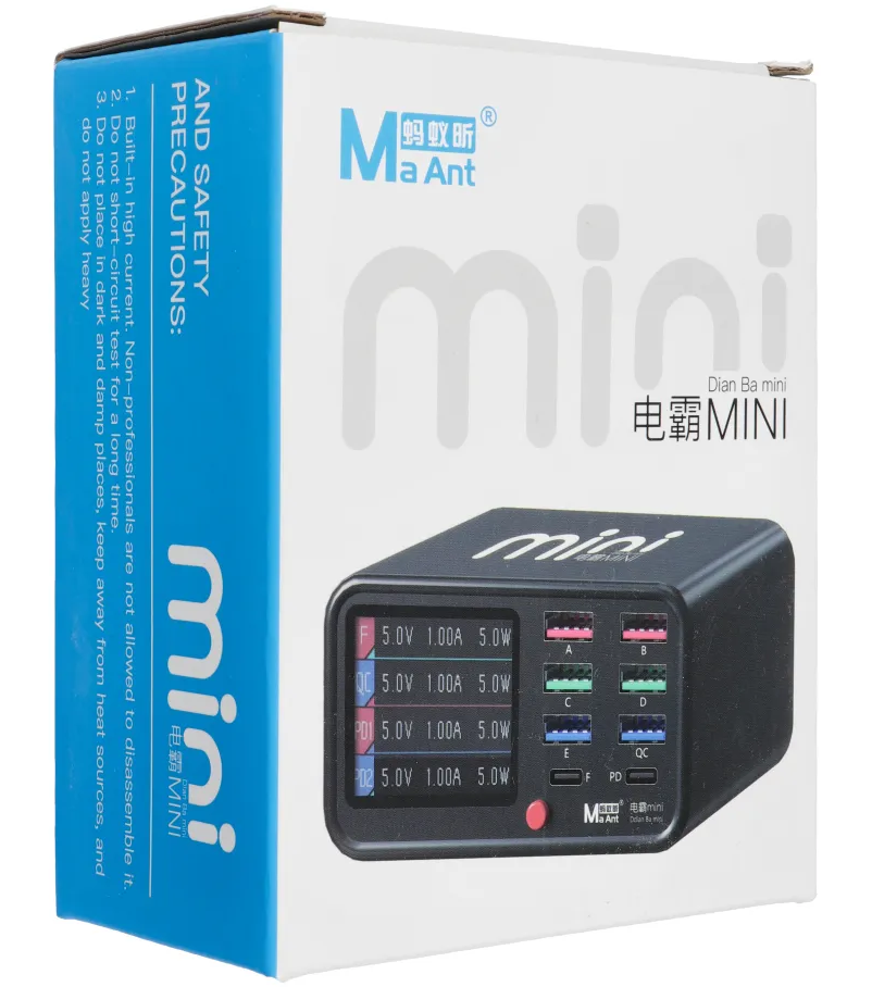 Laddstation MaAnt Dianba Mini, 75W, 2 x USB-C - 6 x USB-A, Svart