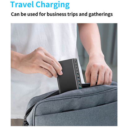 OEM-stationsladdare, 520W, 5A, 4 x USB-A - 4 x USB-C, Grå